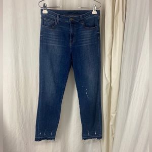 J Brand 29 Ruby High Rise Crop Distressed Jeans